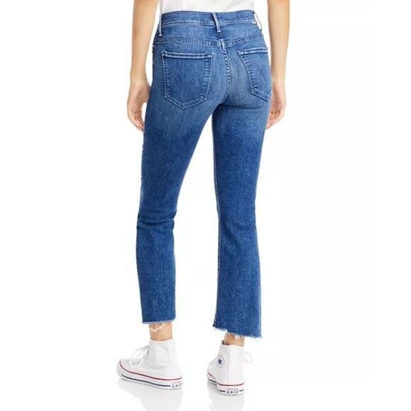 Mother Women's Blue The Insider High Rise Crop Step Fray Bootcut Jeans 27 NWOT - Picture 2 of 12